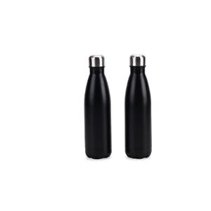 NWT Set Of 2 Black Stainless Steel Double Wall Water Bottles